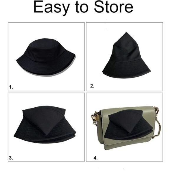 Unisex Cotton Bucket Hat Summer Sun Hat UV Protection Beach Fishing Cap - Picture 5 of 7